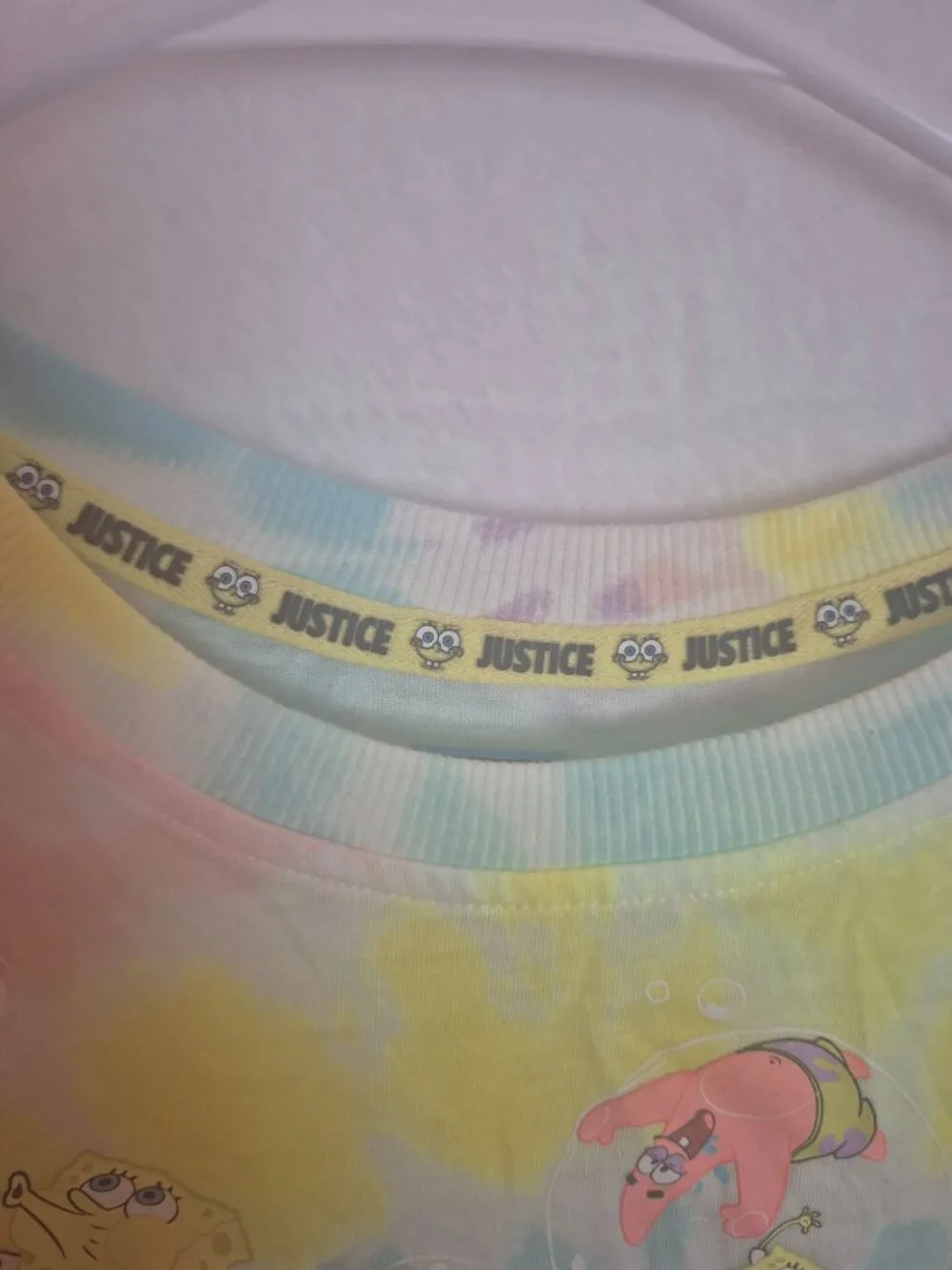 Justice SpongeBob SquarePants Pastel Tie Dye T Shirt Girls Size L 12 14